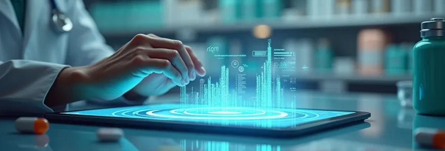 A symbolic close-up shot representing the digital apothecary concept